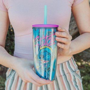 Disney Stitch Jamming Plastic Tumbler with Lid and Straw 20oz Cup